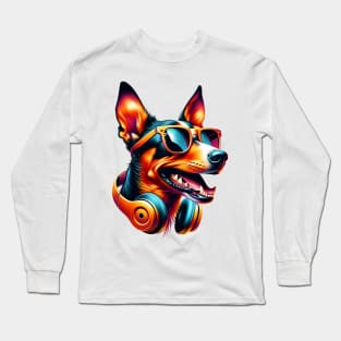 Grinning Cirneco dell'Etna as a Stylish Smiling DJ Long Sleeve T-Shirt